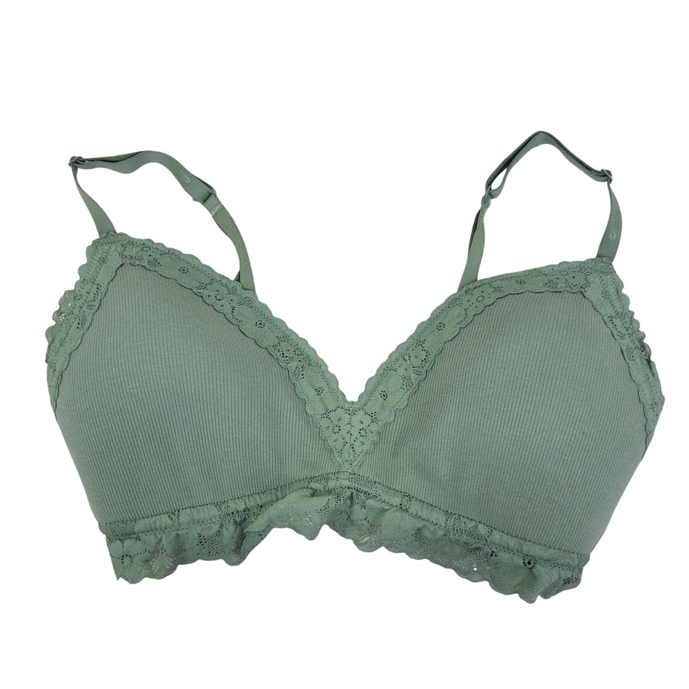 Aerie Real Happy Wireless Bra Green Size 34DD